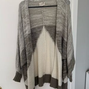 Grey and White Slouchy Cardigan